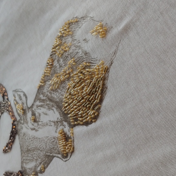 J. Crew Cream Beaded Deer Graphic Cotton T-Shirt in Women's Small - Picture 15 of 16